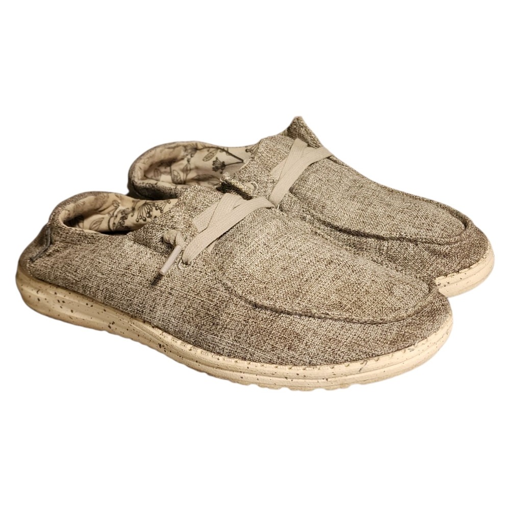 Hey Dude Wendy Linen Iron Shoes Womens Size 9 Gray Slip On Casual Preppy